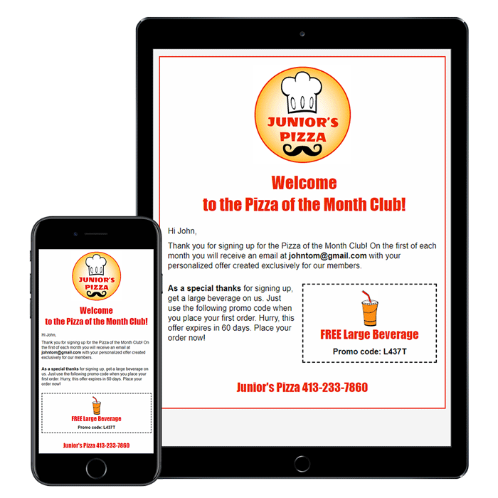 Junior's Pizza email